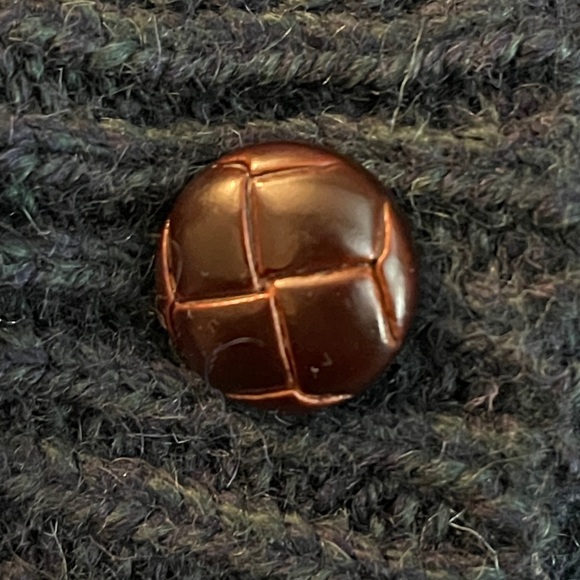 L.L. Bean Irish Wool Fisherman Sweater Cable Knit Cardigan Dark Teal 502136 - Picture 6 of 6